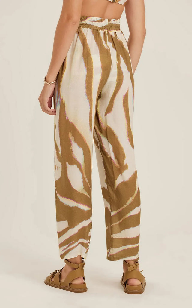 Pantalone elastico stampa zebra colore beige