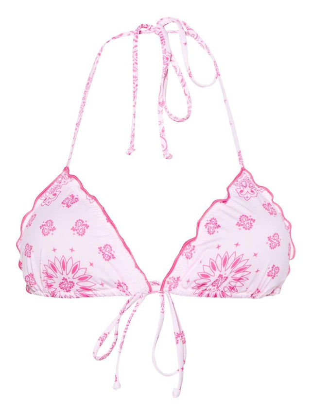 TOP BIKINI A TRANGOLO CON STAMPA BANDANA
