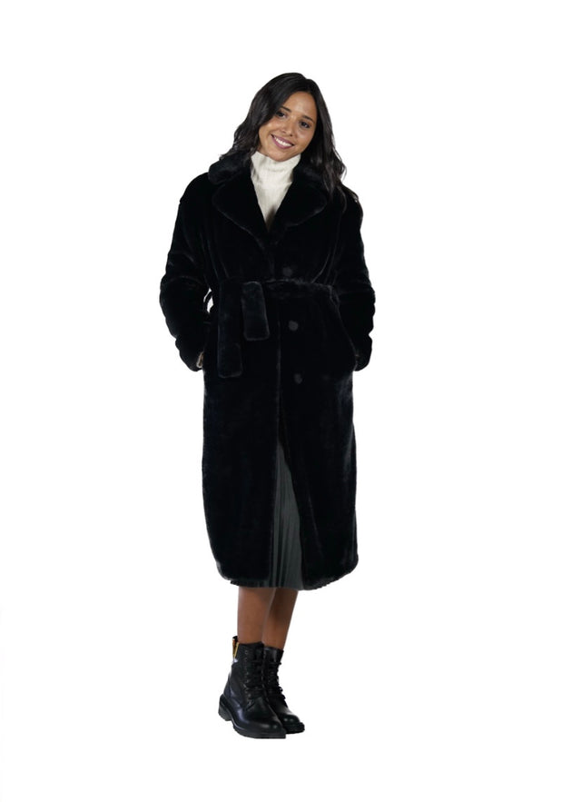 CAPPOTTO CINTURA ECOPELLICCIA