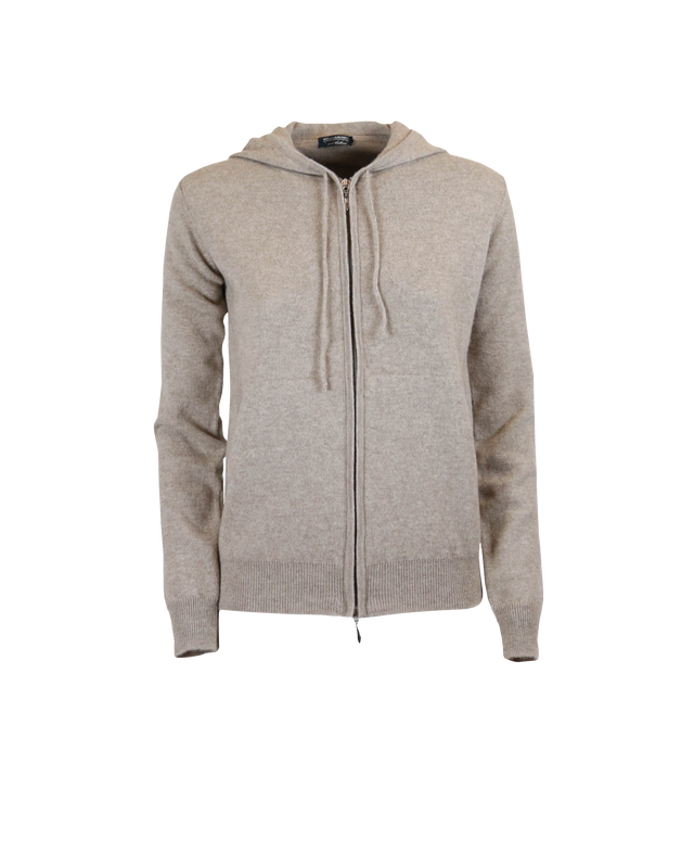 FELPA ZIP CON CAPPUCCIO 100% CACHMERE