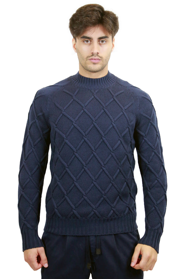 MAGLIA GIROCOLLO CON ROMBI 3D