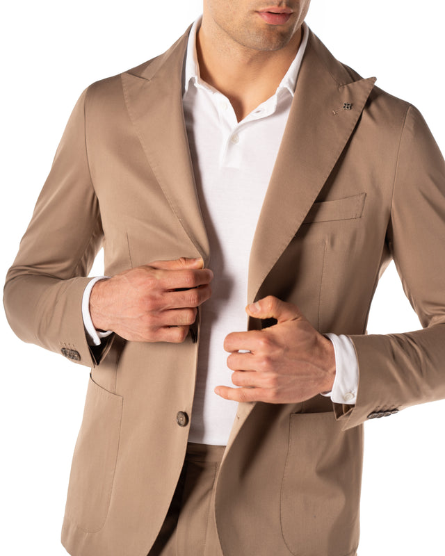 Abito cotone lana 2 bottoni color tortora