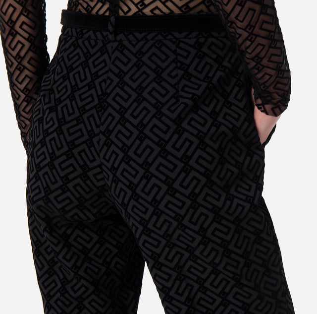 Pantalone dritto in crêpe stampa flock