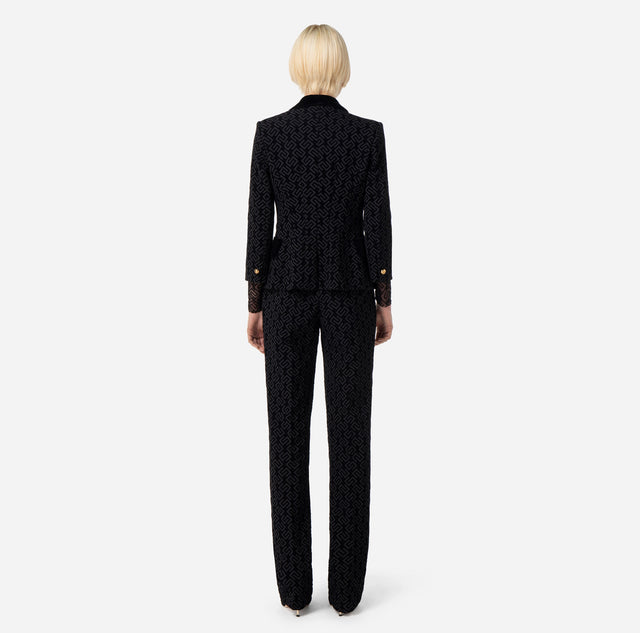 Pantalone dritto in crêpe stampa flock