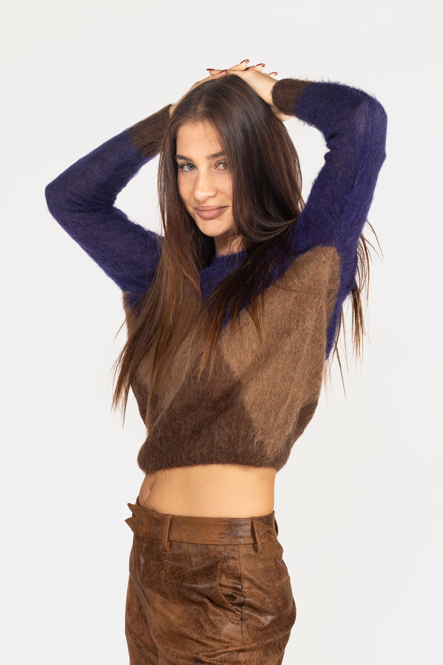 MAGLIA ROMBI ALPACA CORTA