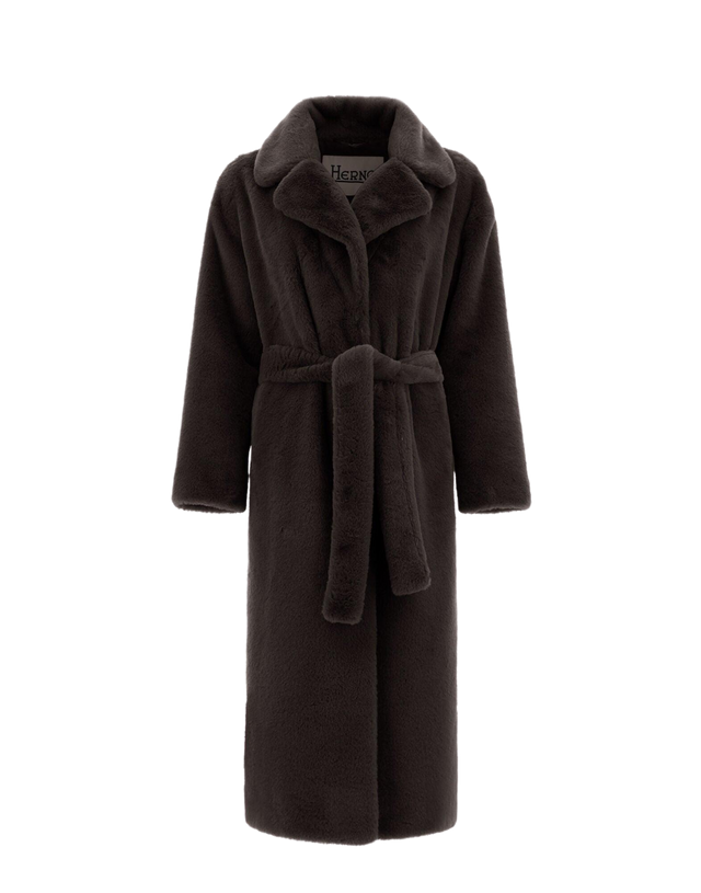 Cappotto in finta pelliccia con cintura