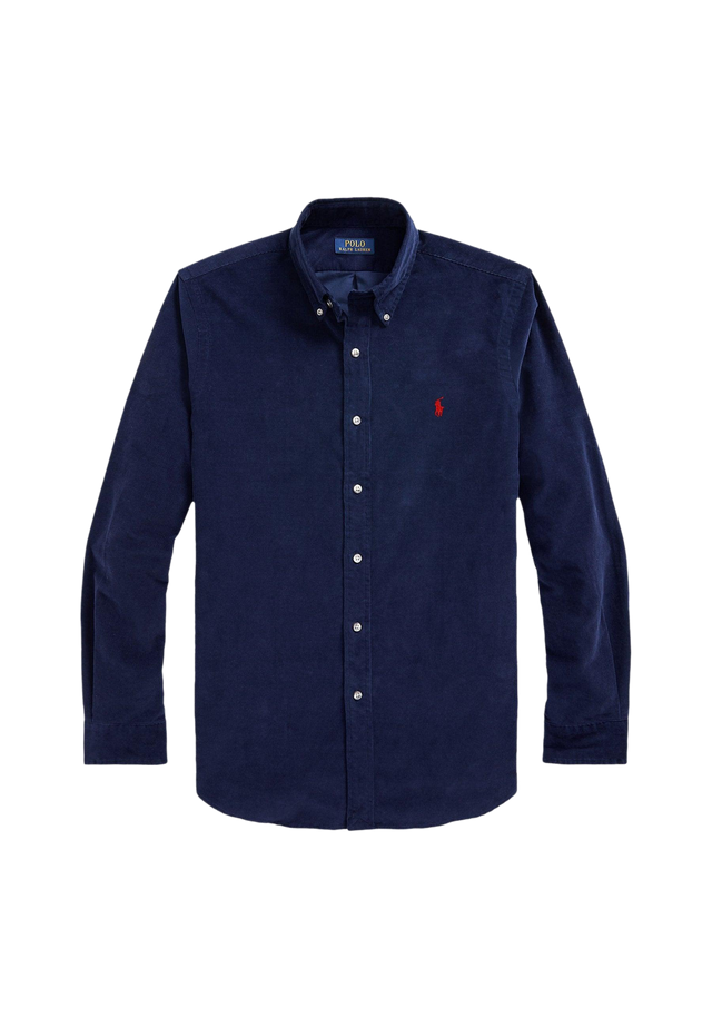 CAMICIA VELLUTO SLIM BLU