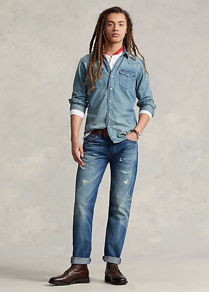 Camicia western in denim irregolare