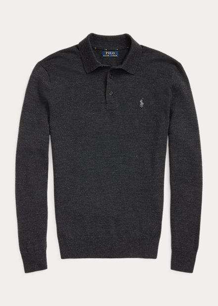 Maglia lana lavabile con colletto polo