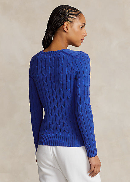 Maglia in cotone a trecce con scollo a V