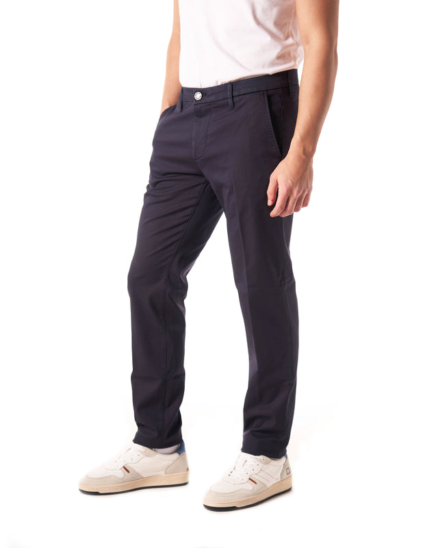 Pantalone cotone tencel color blu