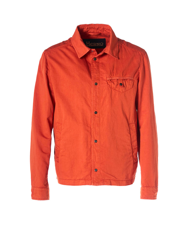 Giubbotto overshirt cotone lino color arancio