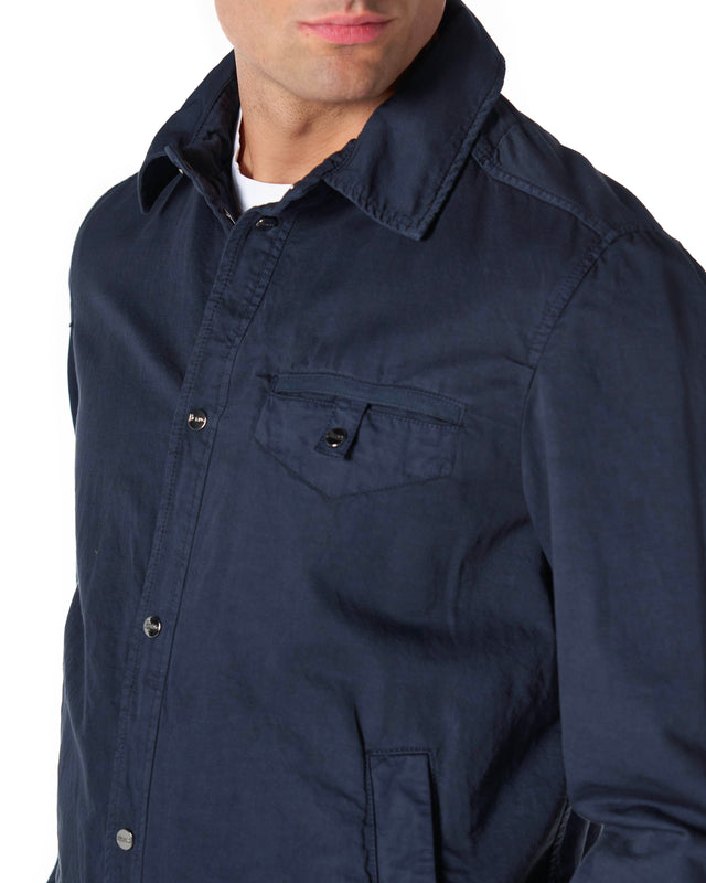 Giubbotto overshirt cotone lino color blu