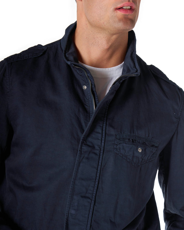 Giubbotto overshirt cotone lino color blu