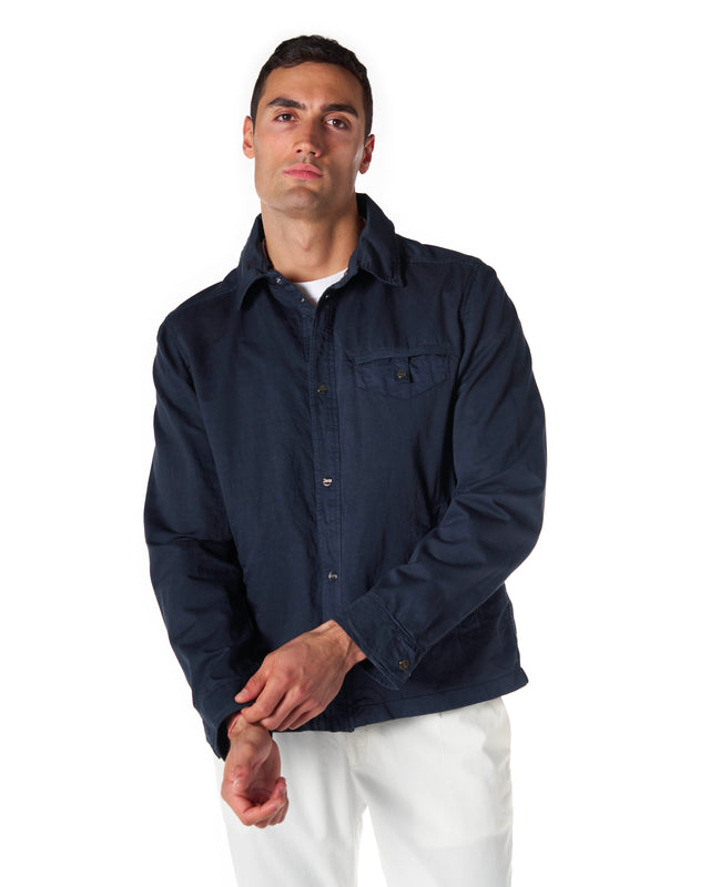 Giubbotto overshirt cotone lino color blu