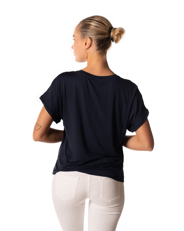 t-shirt seta stretch manica corta colore blu