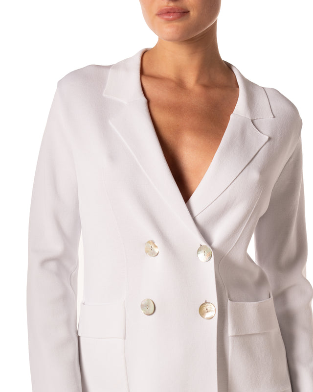 giacca doppio petto in maglia colore bianco