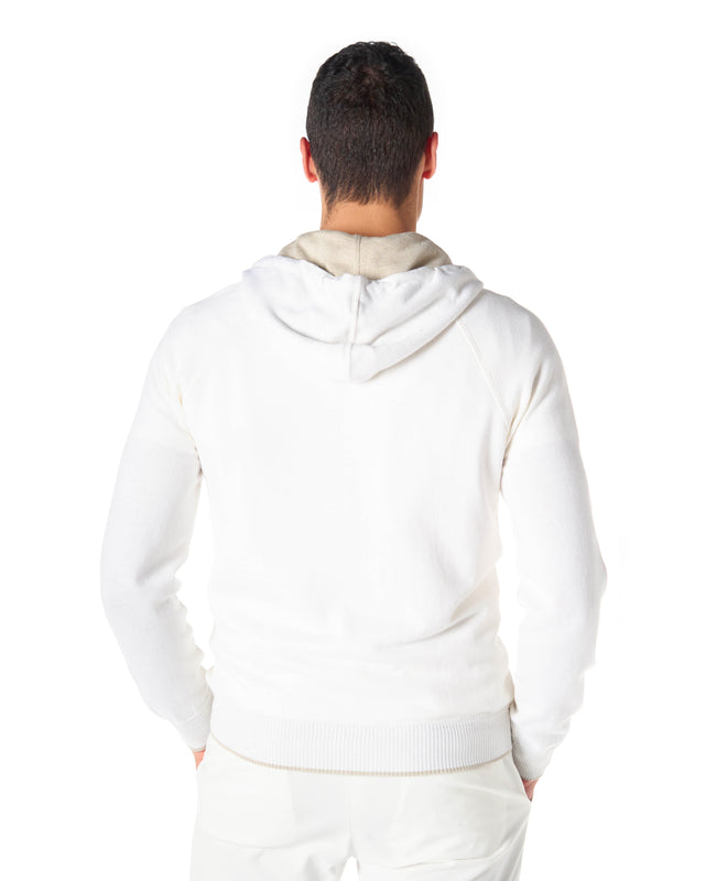 Felpa full zip misto cachmere color bianco