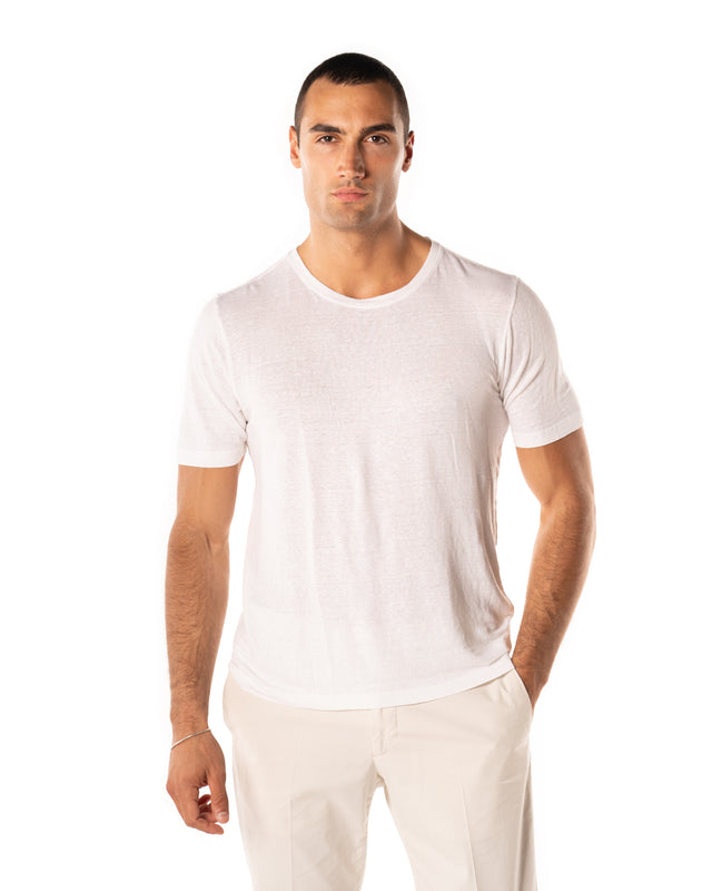 Tshirt lino wash stretch color bianco