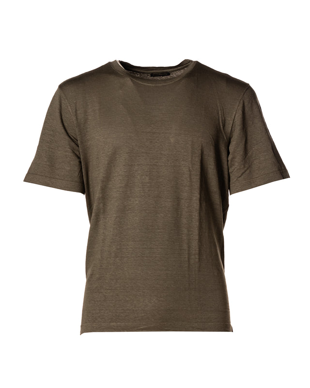 T shirt lino wash stretch color militare