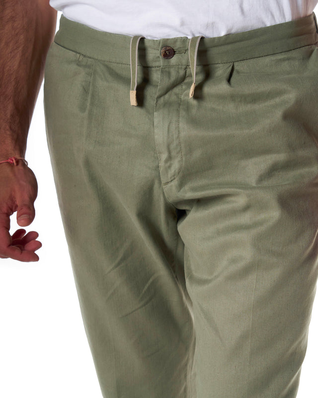 Pantaloni lino cotone color verde