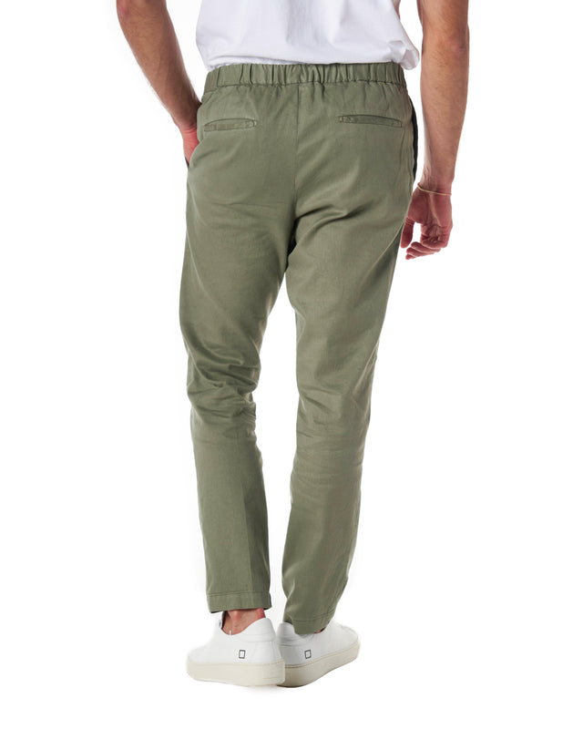 Pantaloni lino cotone color verde