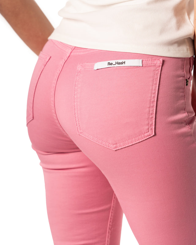 jeans cotone trombetta colore rosa made in italy