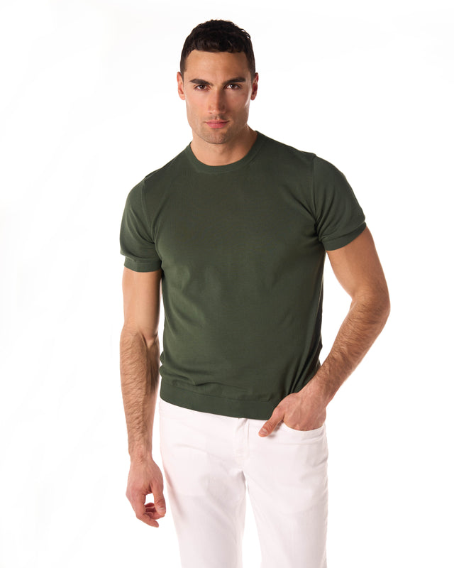 T-shirt maglia cotone color militare