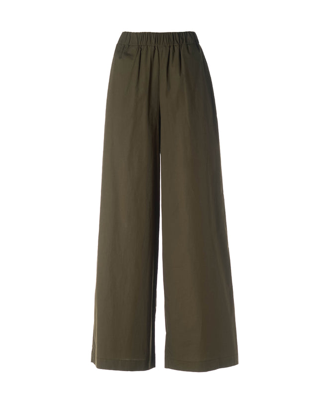 Pantaloni elastico vita color oliva