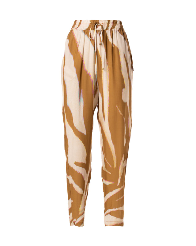 Pantalone elastico stampa zebra colore beige