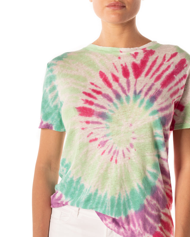 t.shirt tie and dye colore verde fucsia