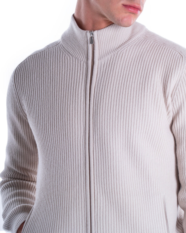 FELPA FULL ZIP MISTO CASHMERE