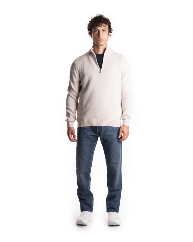 MEZZA ZIP MISTO CASHMERE