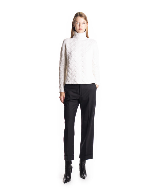 PANTALONE RISVOLTO LANA STRETCH