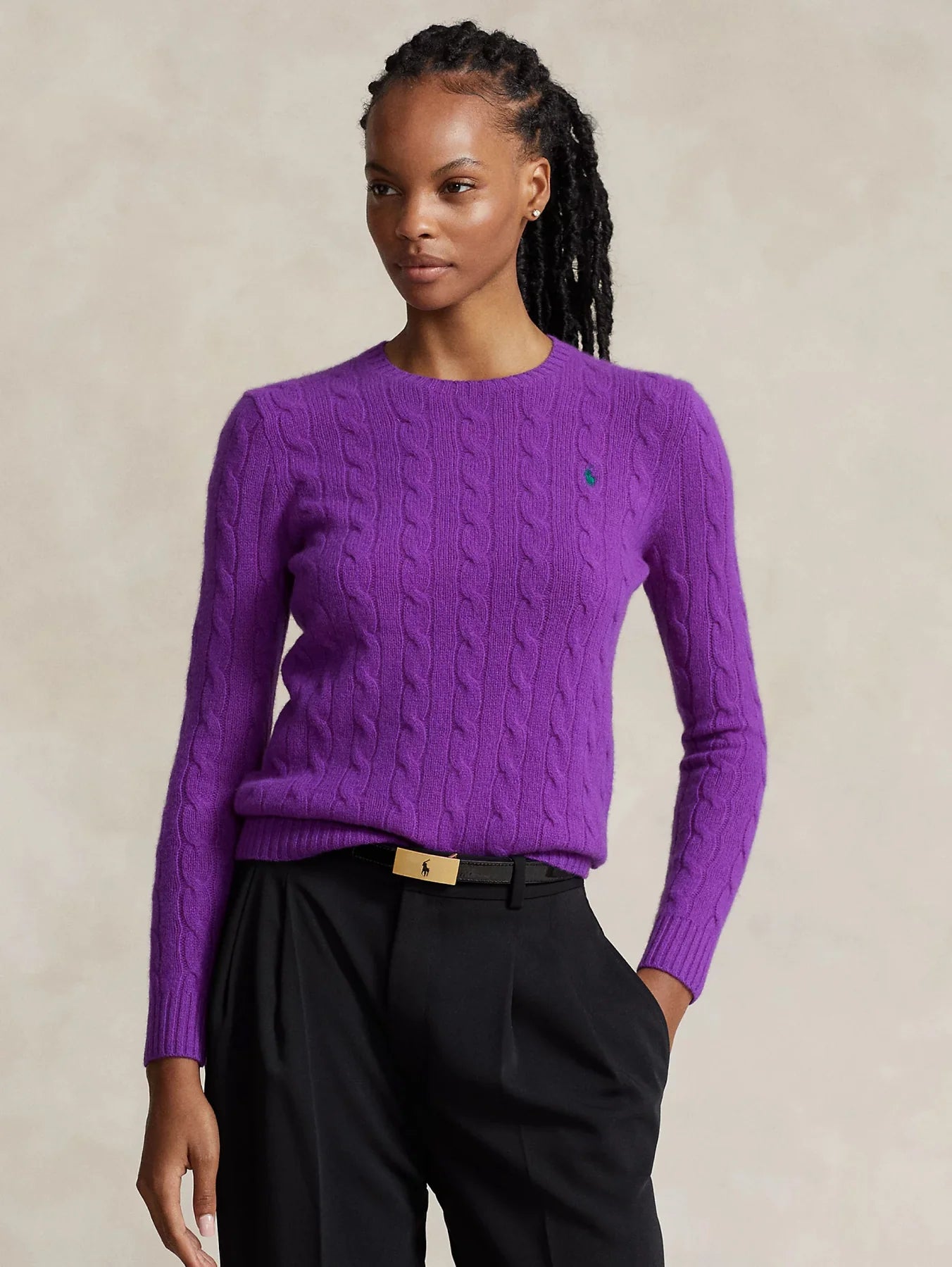 RALPH LAUREN MAGLIA TRECCIA GIRO COLLO