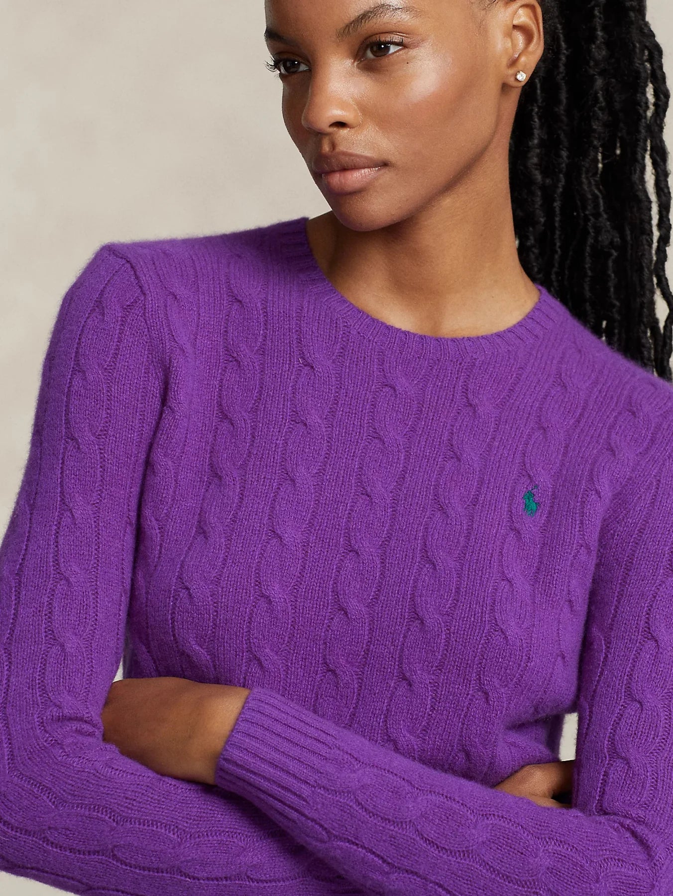 RALPH LAUREN MAGLIA TRECCIA GIRO COLLO