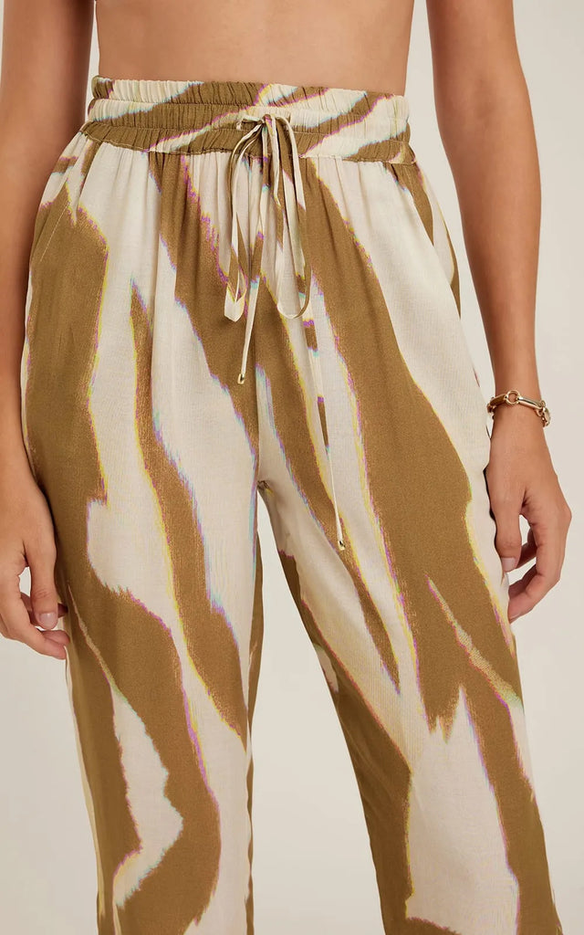 Pantalone elastico stampa zebra colore beige