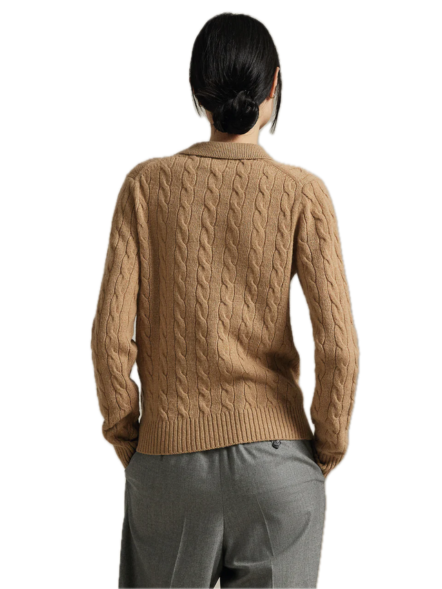 MAGLIA POLO IN LANA E CASHMERE A TRECCE