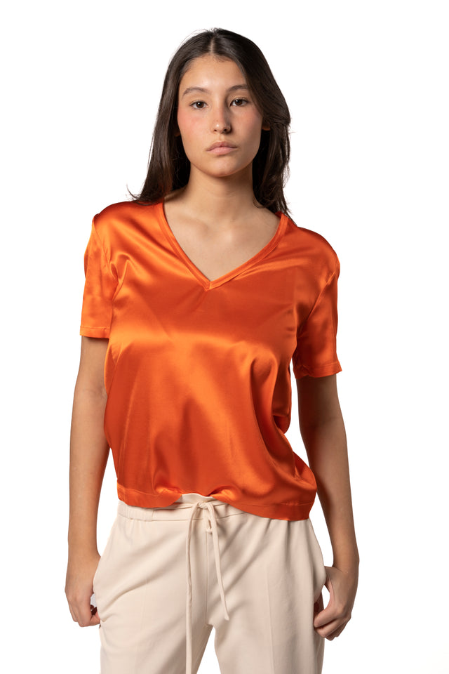 BRIAN&BARRY MILANO | T-SHIRT SCOLLO A V RASO SETA